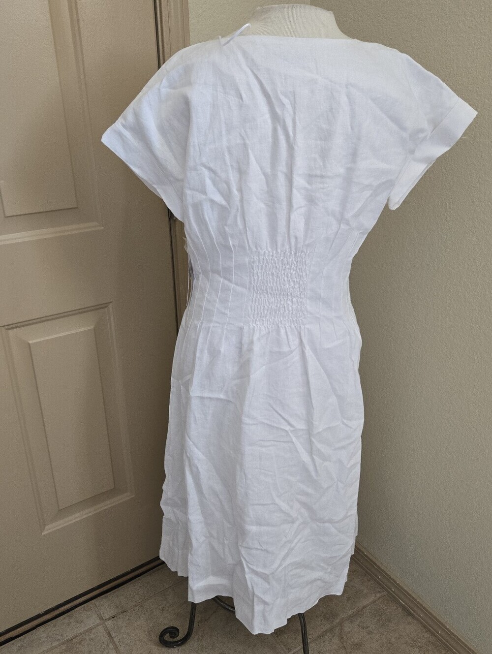 nwt Antonio Melani Ellie Linen dress in Ultra White sz 10 scandi cottagecore - Picture 4 of 9